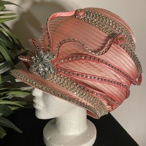 Donna Vinci Couture (H1198) Peach Embellished Hat